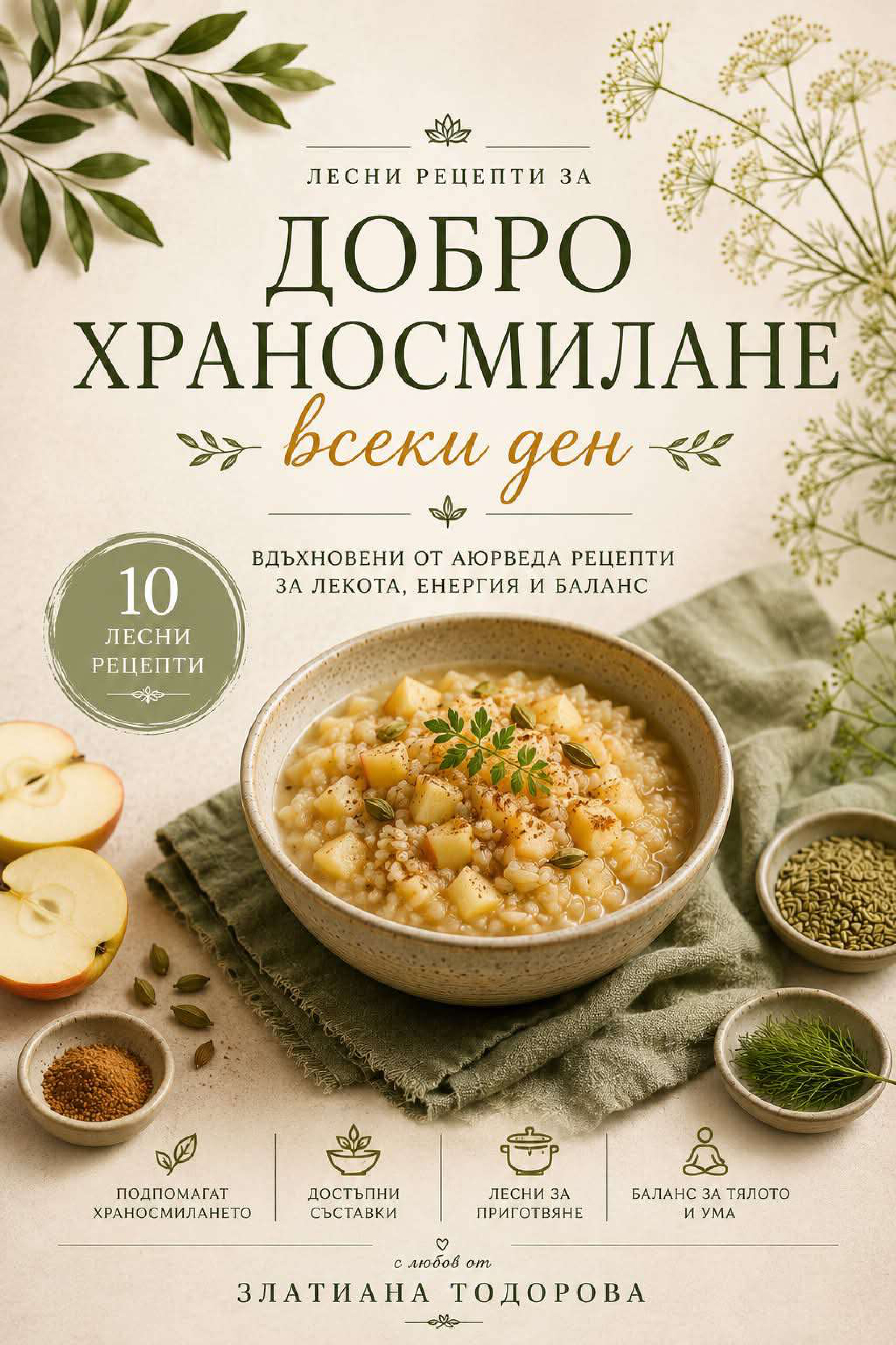 Корица на книгата: Лесни рецепти за добро храносмилане всеки ден от Златиана Тодорова